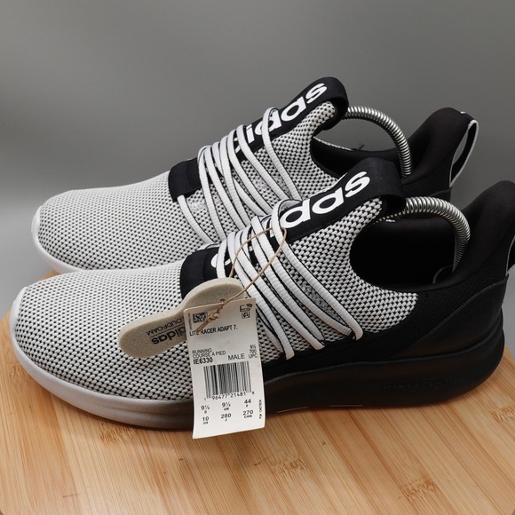 Adidas Shoes Men 10 White Black Lite Racer Adapt 7.0 Running Athletic IE6330 NEW